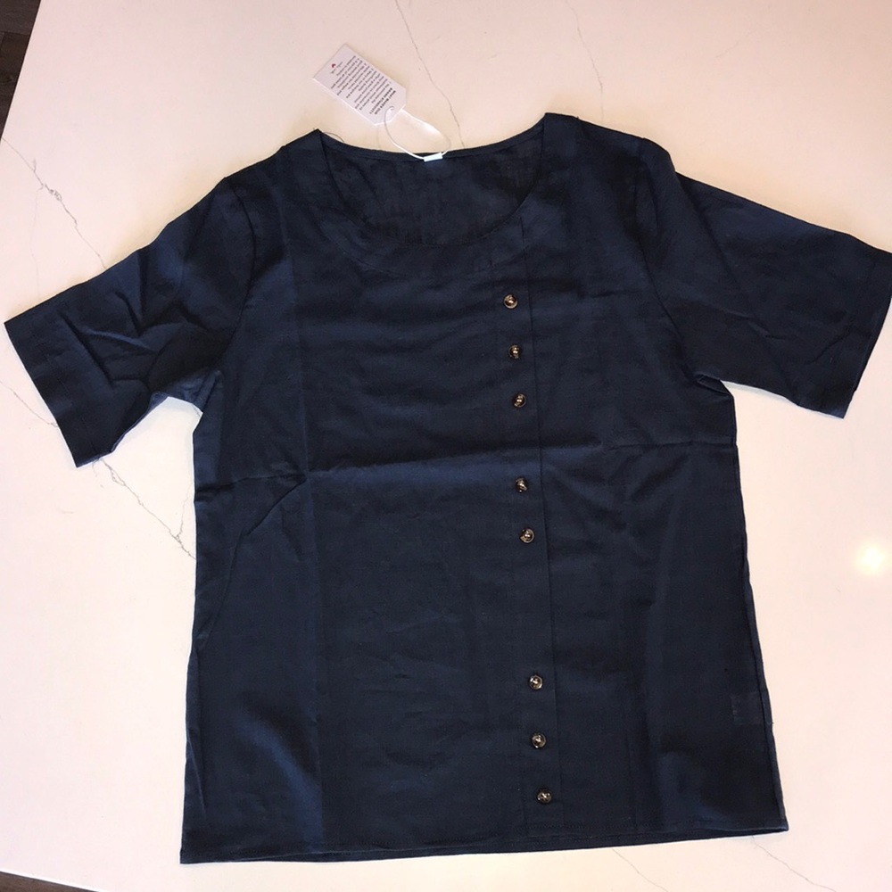 Asymmetrical Faux Button Top